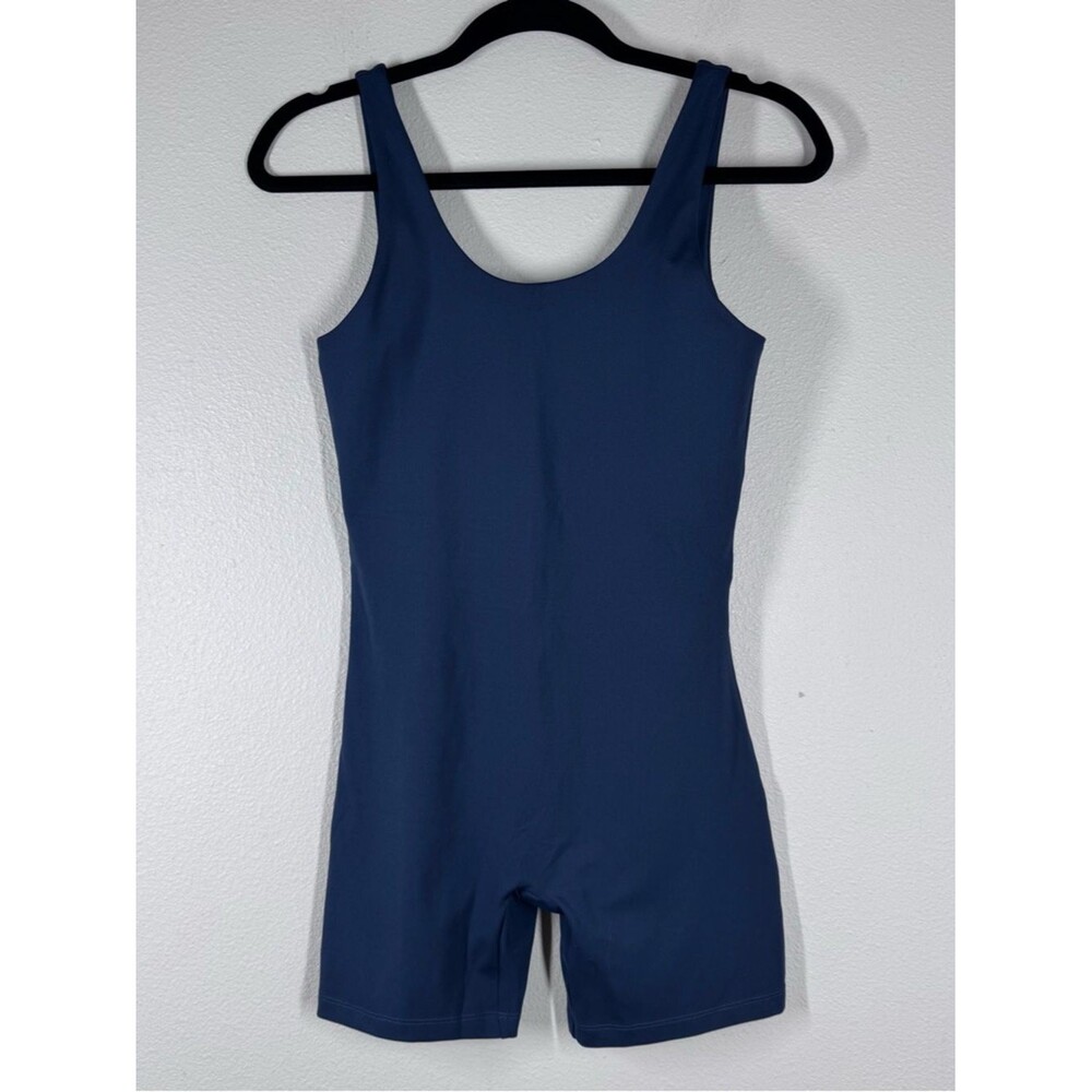 Girlfriend Collective Bike Unitard Jumpsuit Playsuit Activewear Navy Blue Medium